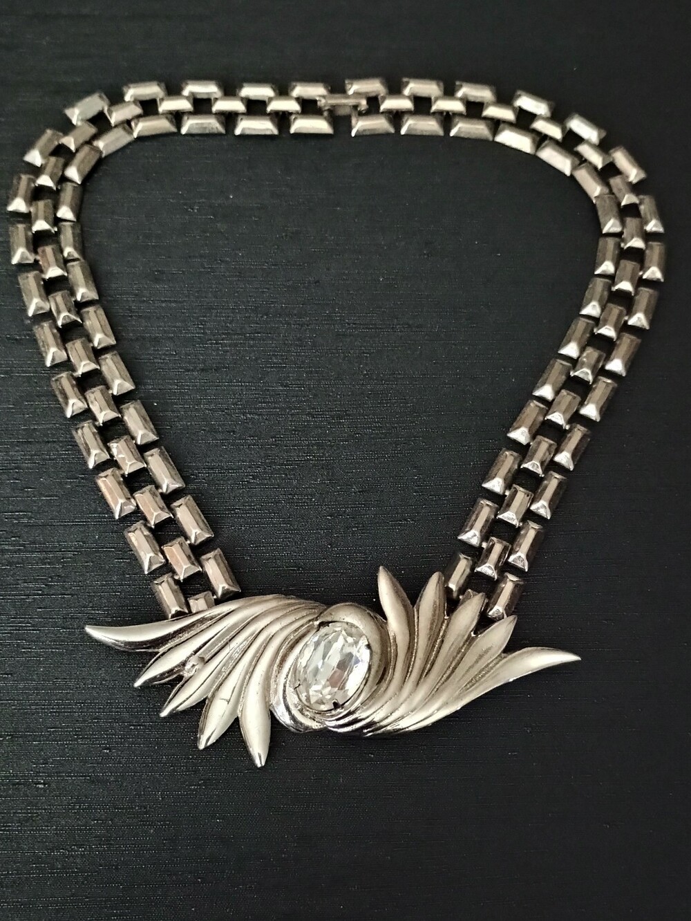 Silver-Tone Crystal Wing Pendant Necklace - Women Jewelry